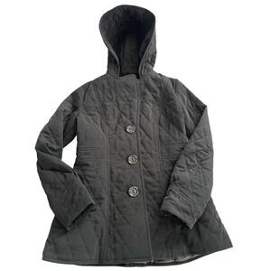 Esprit women’s jacket Quilted black M button up hood coat